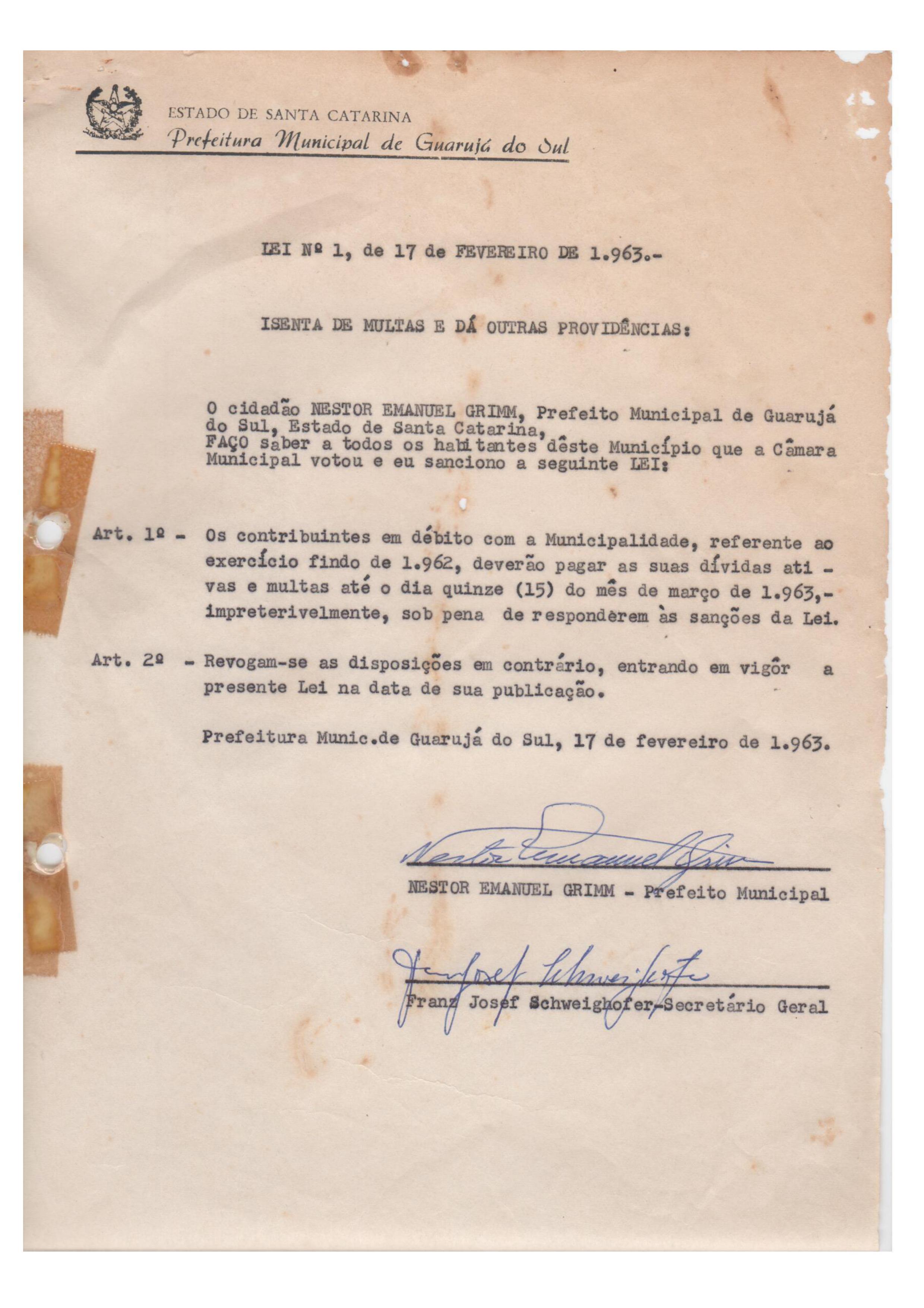 Lei nº 01/1963